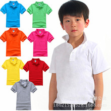 Hot Sale 3-14 Years Summer Kids Polo Boy Shirt 100% Breathable Cotton Short-sleeved Lapel Boys Girls Kids Polo Shirts Solid