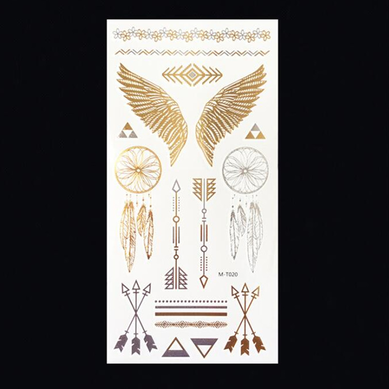 M T020 Wholesale Body Paint tattoo taty Glitter gold tattoo stickers Metal temporary flash tattoos Arabic