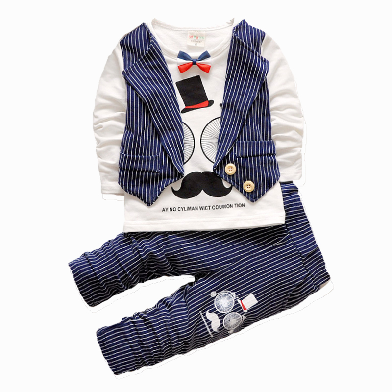 2016 Fashion Baby Boy Clothes Sets Gentleman Suit Toddler Boys Clothing Set Long Sleeve Kids Boy