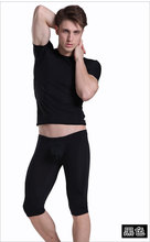 Men’s underwear silk thin short sleeved T-shirt and pants suits long johns (a set) MVBSDXTZ001