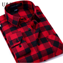 Flannel Men Plaid Shirts 2016 New Autumn Luxury Slim Long Sleeve Brand Formal Business Fashion Dress Warm Shirts Chemise K344
