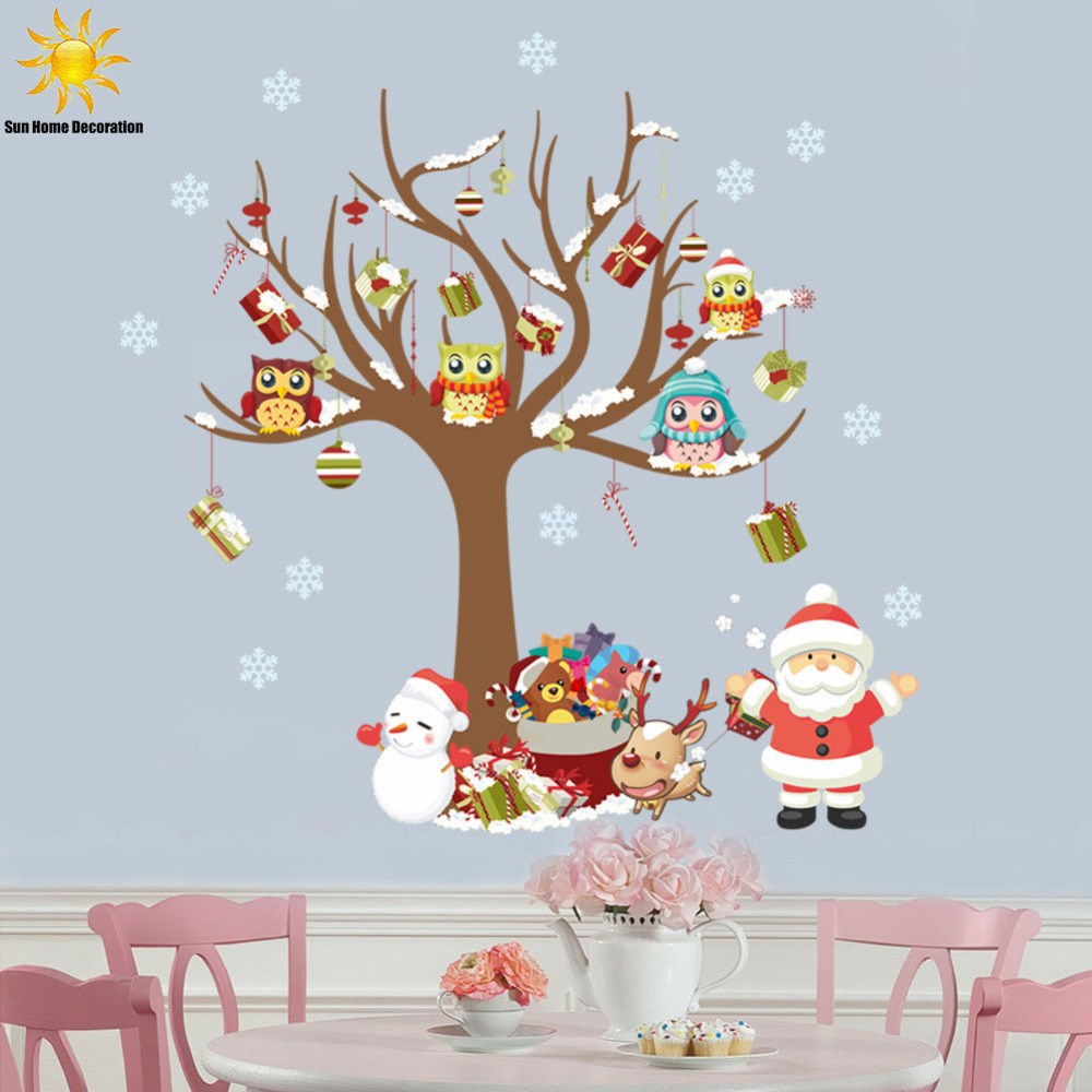 the new family of santa owl children s room bedroom wall the new family of santa owl children s room bedroom wall