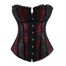 Woman Satin Lace Corset Lingerie Set Slimming Body Shaper Overbust Corset and Bustier Waist Trainer S-2XL Free Shipping