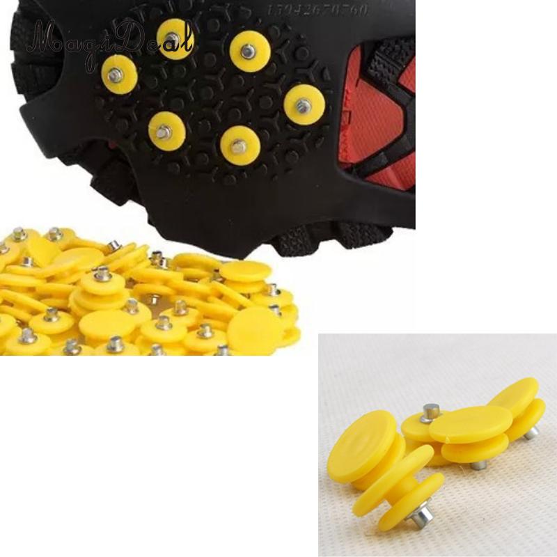 100x Climbing Ice Cleats Non-slip Studs Snow Traction Spikes Alloy Yellow 