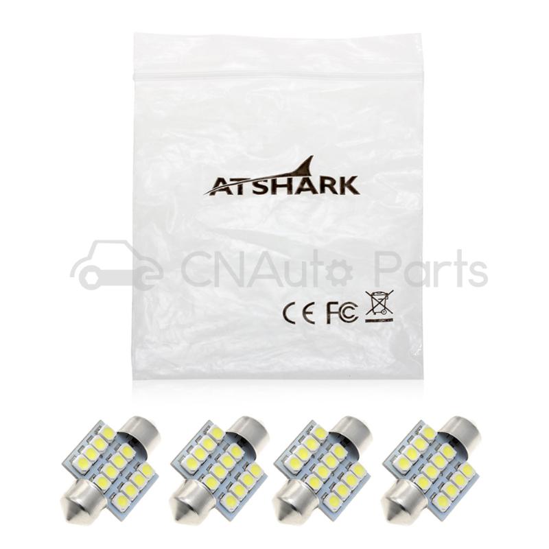 Atshark 4x 31mm 12 LED 3528 SMD Festoon Dome Light LED White DC 12V
