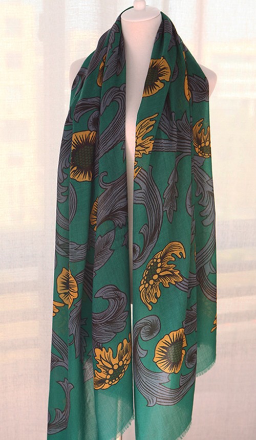 dark green printing 100% cashmere women super big scarf shawl pashmina 110x190cm $95 free shipping