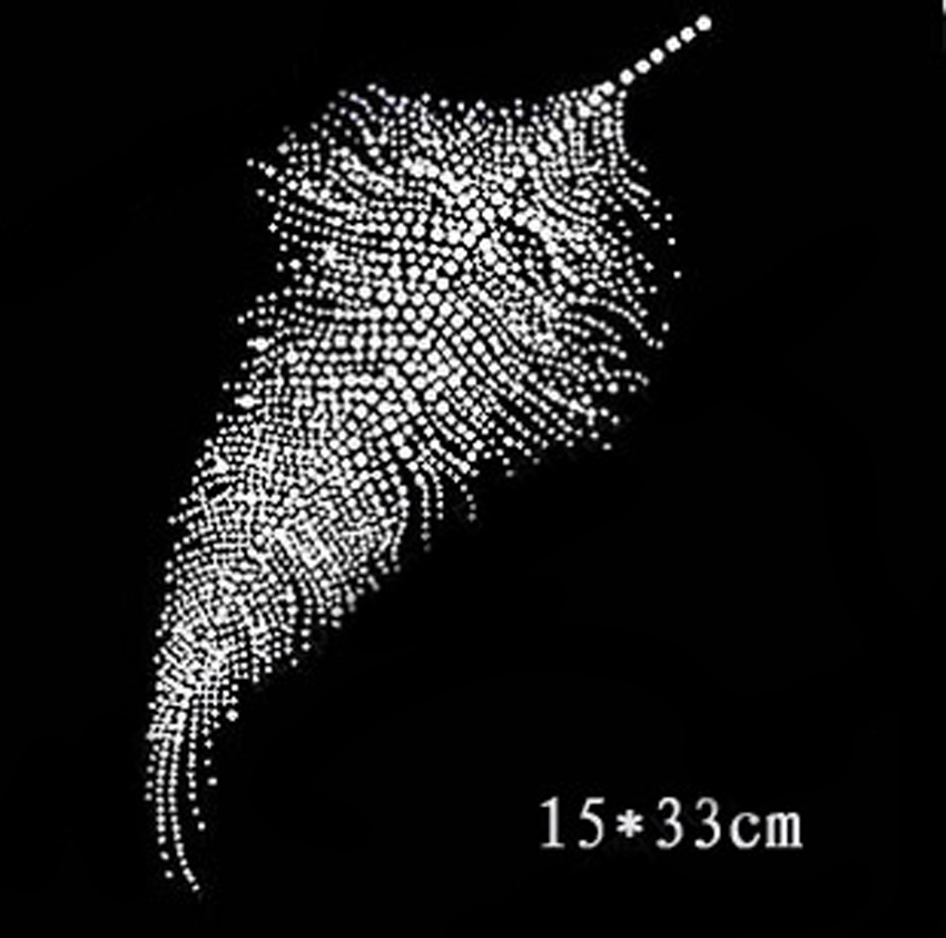 Description Picture 2 of item2pc/lot Feather Fur pattern iron on crystal transfers design iron on rhinestone motifs rhinestones hot fix applique patches