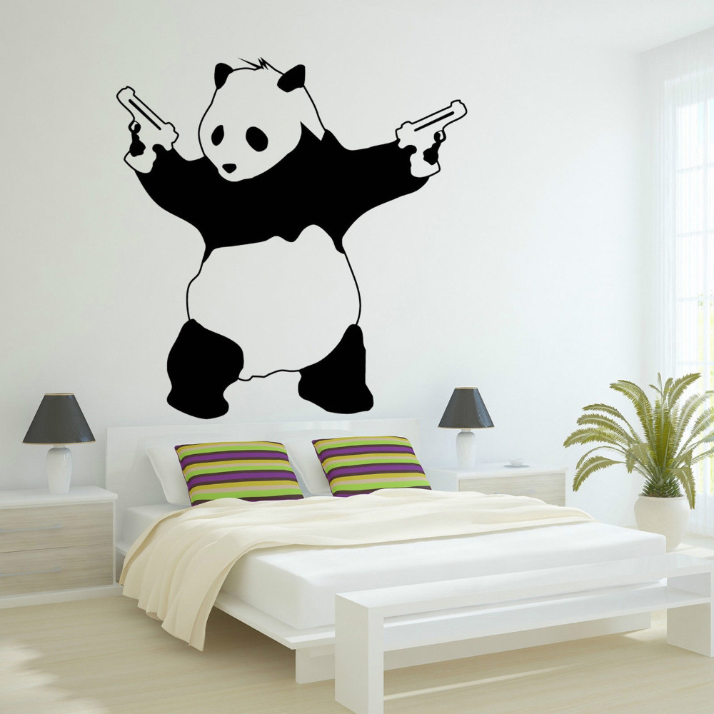 Free Shipping Newest Large Bad Panda Banksy Gangster Guns