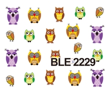 Water decal Nail Stickers cartoon owl design Stylish Nail Tip Wraps Nail Decoration Tools BLE 2226