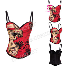 New Arrival Body Slimming Gothic Cotton Red Corset Steampunk Corpetes E Espartilhos Corselet Sexy Women Corsets And Bustiers Top