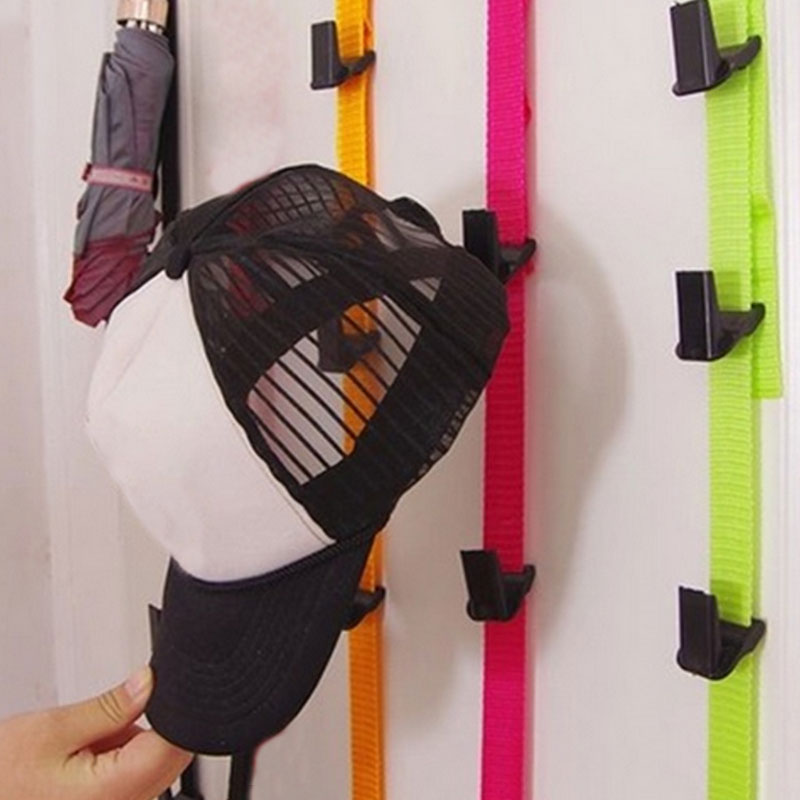 KM_ Durable Adjustable Over Door Straps Hanger Hat Bag Coat Clothes Rack Organiz 