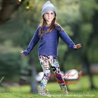 New Arrival Girls Clothing Sets 2pcs Blue Cotton Coat With Cartoon Character Leggings Pant Retail Children Autumn Clothes