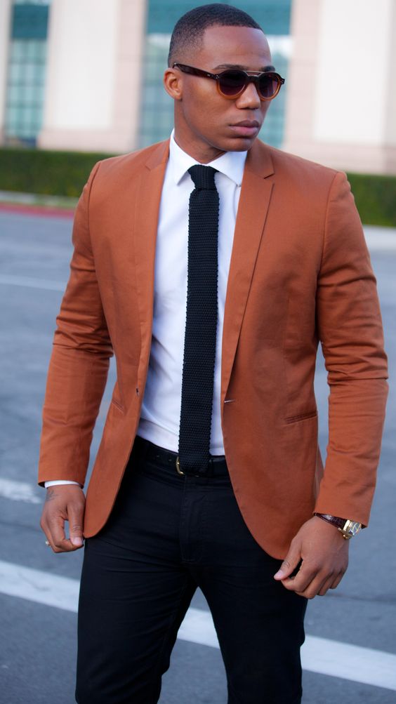 Dark orange blazer mens Clearance