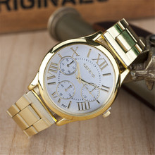 Recién llegado de cuarzo masculino relogio, oro completo correa de acero relojes mujer. romano ginebra mujeres del reloj digital de pulsera