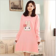 Knitted Cotton Nightgowns & Sleepshirts cartoon night suit clothes women female girl cute animal rabit sleepwear