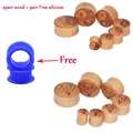 2pair Wood Ear Piercing Body Jewelry Expansions 1pair Free Silicone Ear Skins Tunnels Plugs Earrings Earlet