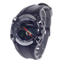Ohsen AD1309 moda multifunción analógico + Digital Display 30 m reloj impermeable del deporte Color negro gris CR-2025 batería