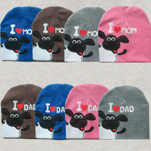 015 New Autumn Baby Hat Knitted Warm Cotton Toddler Beanie Baby Cap Kids Girl Boy I LOVE PAPA MAMA Print Kid Hats