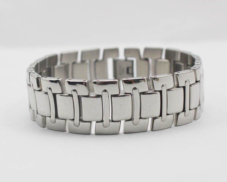 Fashion jewelry wide bracelet chain link mens bracelets 316L stainless steel metal silver france elegant design