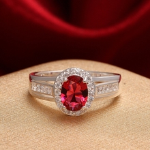 925 Silver Filled ruby jewelry wedding rings For Women crystal bague oval cz diamond Bijoux new