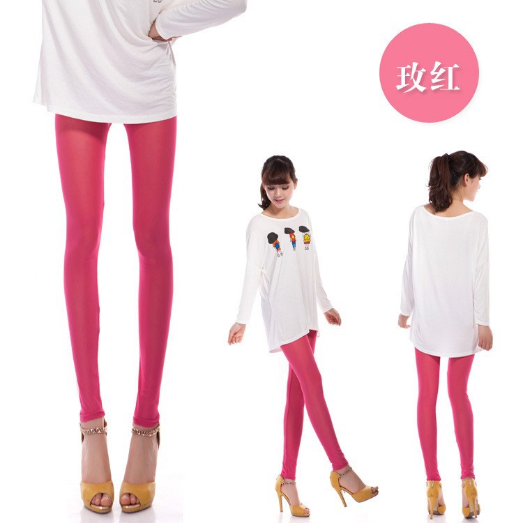 Manocean korean style Candy colors cotton thin middle waist soft solid translucent nine cents women leggings 102811 (7)
