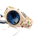 BOBO BIRD Blue Elk Wooden Band Lovers Watches Japan Quartz Movement Watch Natural Pine Wooden Wristwatch