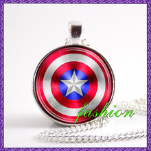 Captain america Shield Necklace Jewelry, Glass Round Pendant Charm Glass Cabochon, Pendant Tray, Necklace chain, Fine art Print
