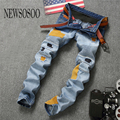 NEWSOSOO Hot Sale Designer Ripped Jeans Men High Quality Patchwork Jeans Fashion Brand Denim Overalls Men