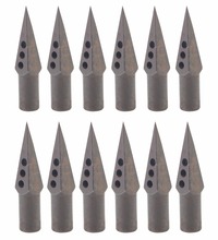 New 12pcs lot Medieval Metal Broadheads Arrow Heads Tips 125 Grain Fletching Archery For Wooden Arrows