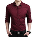2016 New Fashion Brand Men Clothes Slim Fit Men Long Sleeve Cotton Shirt Men Polka Dot