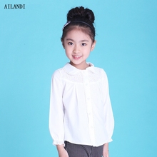 2016 Autumn New Cute Child Gilrs Blouse Lolita Style Long Sleeve Hollow Lace School Toddler Girl Princess White Shirts Clothes