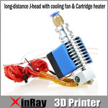 Free Shipping Hot Selling Metal long-distance J-head with cooling fan & Cartridge heater 3d Printer Accessories GT029