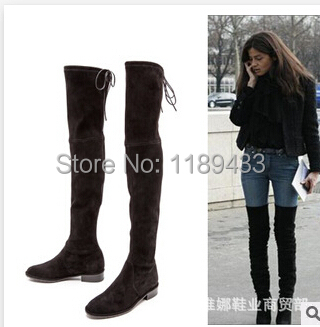 Flat Over The Knee Leather Boots - Yu Boots