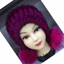 The fox ball decoration mink knitted hat