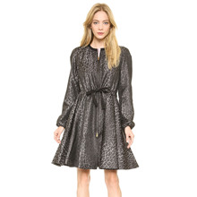 Fashion Autumn Winter 2016 Leopard Jacquard Grosgrain Band Tightening Girth Horn Skirt Zipper Plus Size Women’s Trench Coat