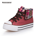 New 2016 Women 4 Colors High Upper Platform Canvas Shoes Woman Lace Up Casual Platform Casual