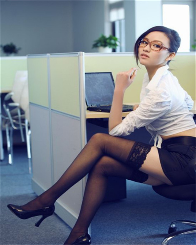 Asian cute secretary messy