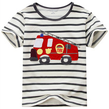 Summer Baby T-shirts Kid Boy Short Sleeve Shirt Brand New Cartoon Fire Truck 100% Cotton Boy T shirt Children Infant Boy T-shirt