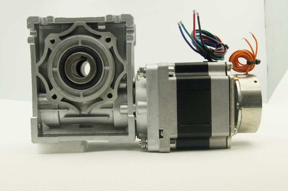 Nema 34 Worm gear stepper motor with brake and output shaft 3.3N.m(472oz in) worm gear ratio 15