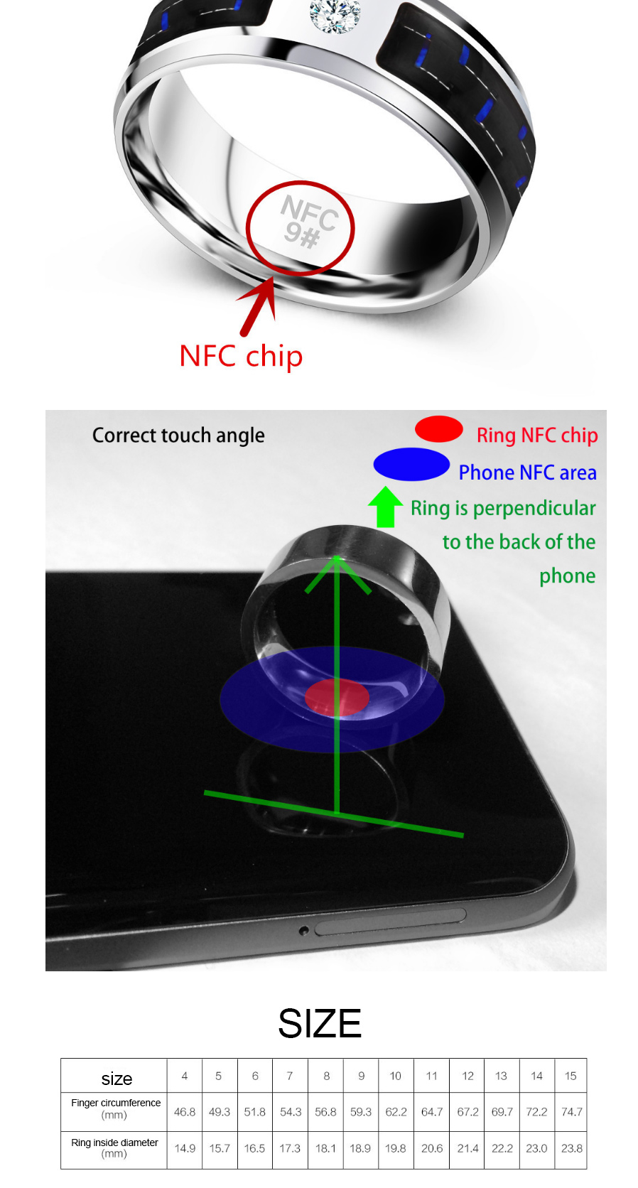 Mens NFC Smart Rings JZ114 New Technology Magic Finger Smart NFC Ring –  pfdeal