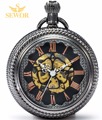 2017 SEWOR Top Brand Fashion Black Bronze Quartz Enamel Red Roman NumberPocket Watch black Dial C165