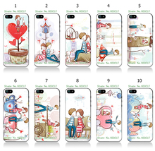 Mobile Phone Cases For Iphone 5 5S 10pcs/lot Cute Couple Design Protective Plastic White Hard Case Cover Free Shipping