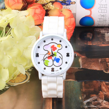 Promotion New Brand Bear Model Multi colors Dress Watches For Women Girls Fashion Silicone Jelly Strap
