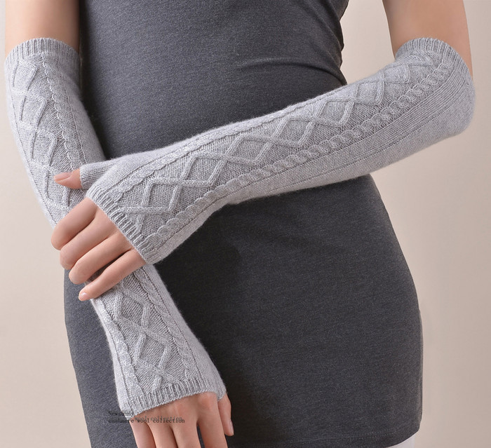 100% goat cashmere mid-long elbow women new fashion gloves $75 free shipping