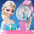 2016 Presale New Cartoon Children Watch Princess Elsa Anna Watches Fashion Girl Kids Student Cute Leather