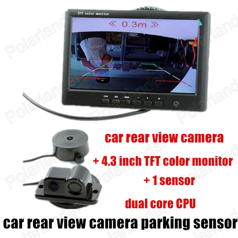 factory price 3 in 1 LED auto Reverse Backup Video Parking Sensor Radar System Rear View Camera 4.3 Inch monitor 1 sensor