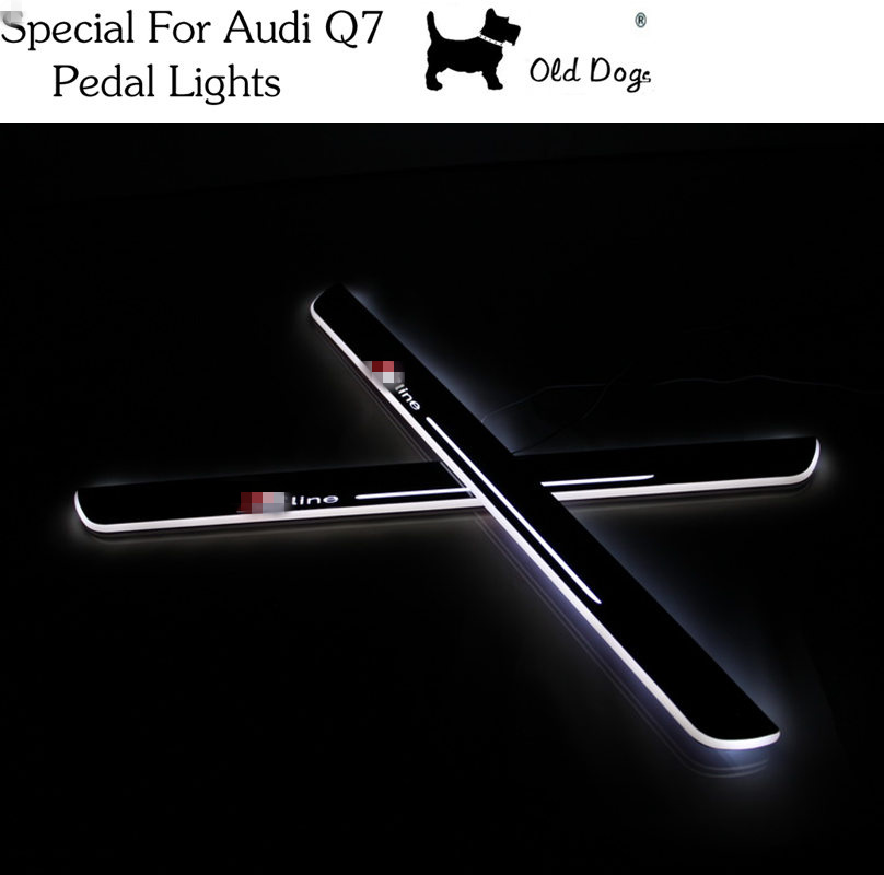 1 Pair for Audi Q7 Car Styling LED pedal light pathway light Moving Door Scuff Door Sill Plate Cover Side Step Led DRL lamp