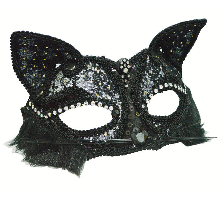 Black White Fox mask Halloween costume cosplay party Upper Half Face
