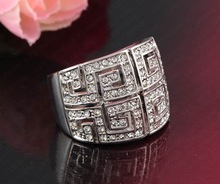 2 COLOURS Elegant Crystal Double row G style Ring 18K Gold Plated Made with Genuine Austrian