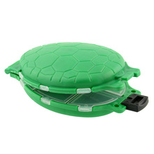 12 Compartments Tortoise Shape Plastic Turtle Fishing Lure Hooks Tackle Box Pocket Green Free Shipping
